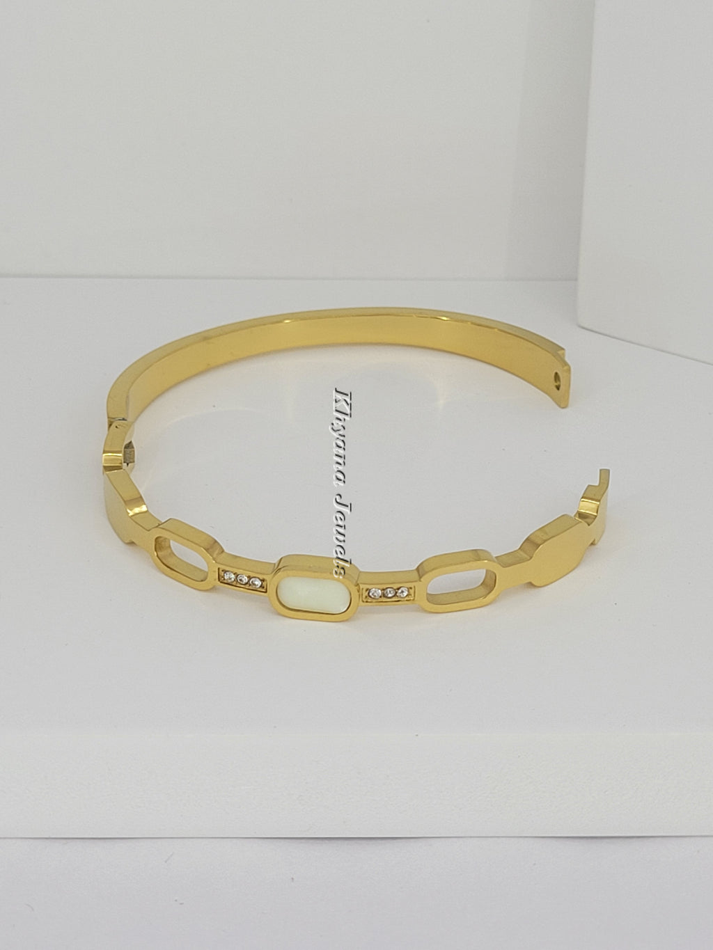 Enamel & Crystal Link Design Bangle