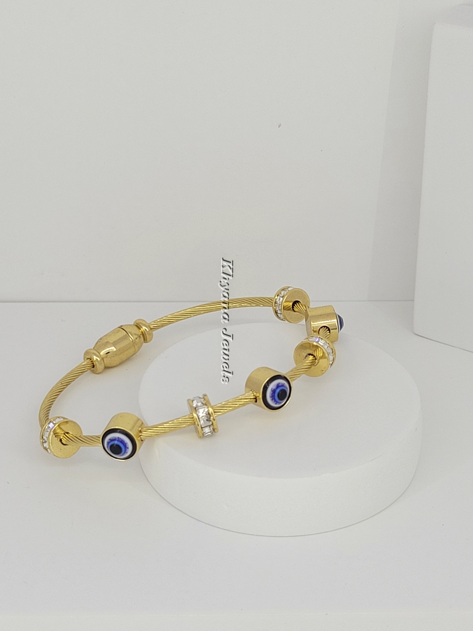 Evil Eye Charm Cable Bracelet