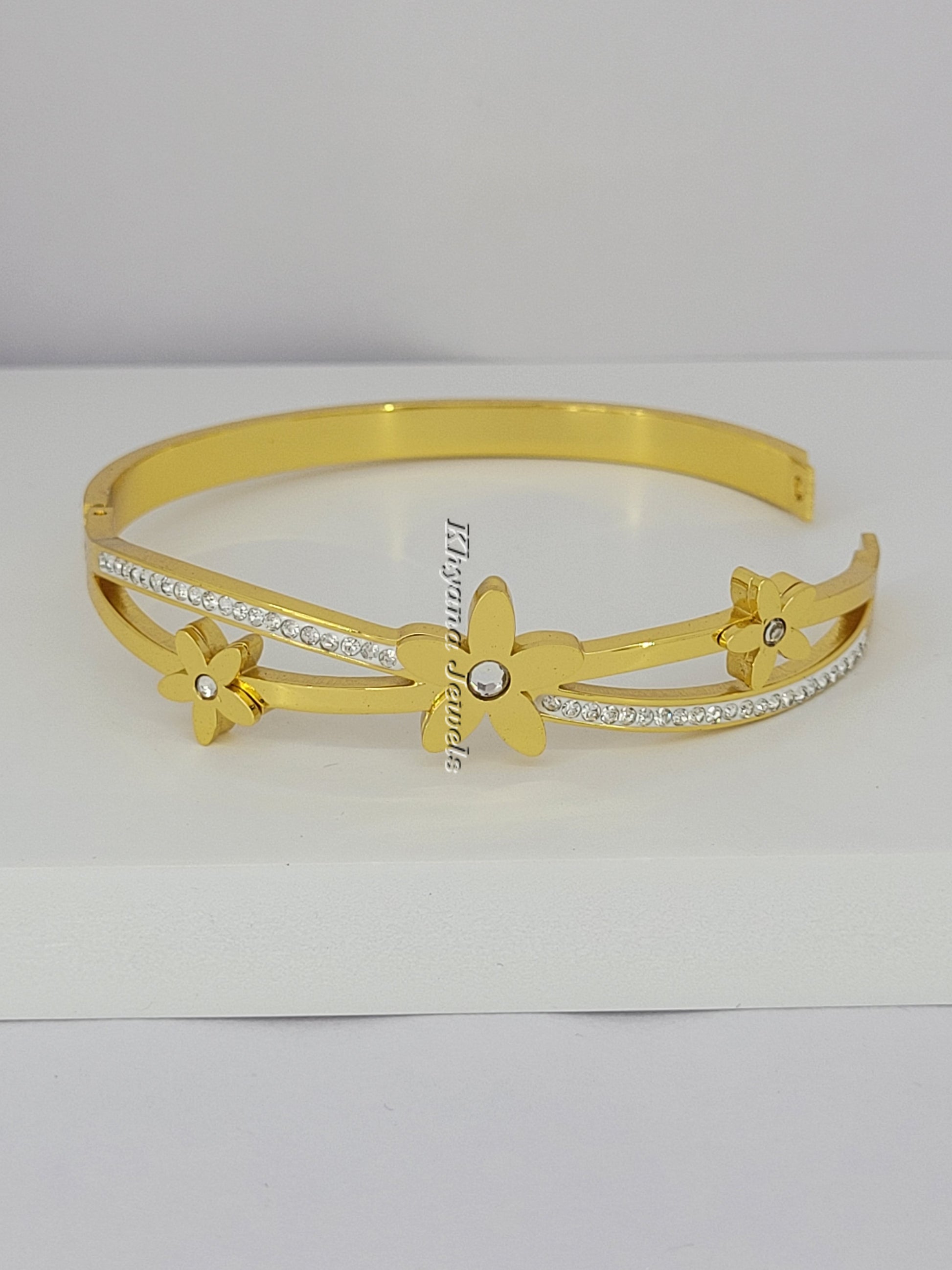 Daisy Bloom Dual-Band Zirconia Bangle