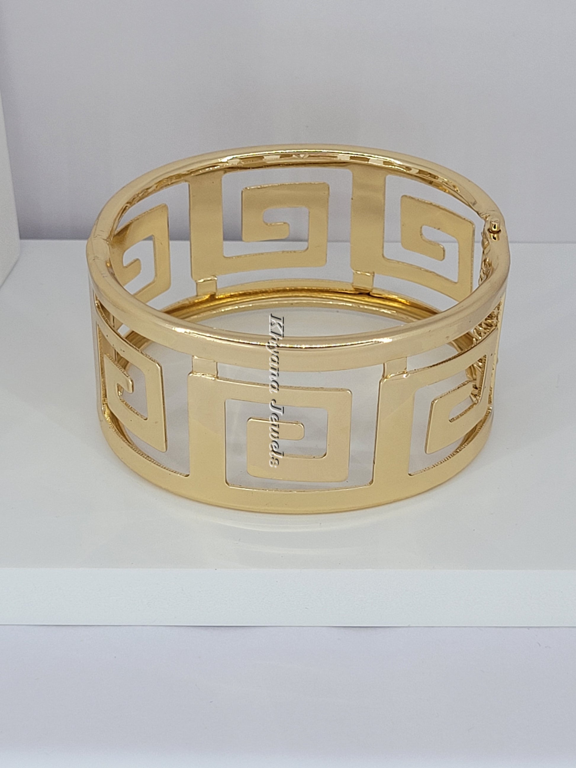 Greek Key Open-Cut Statement Cuff Bracelet