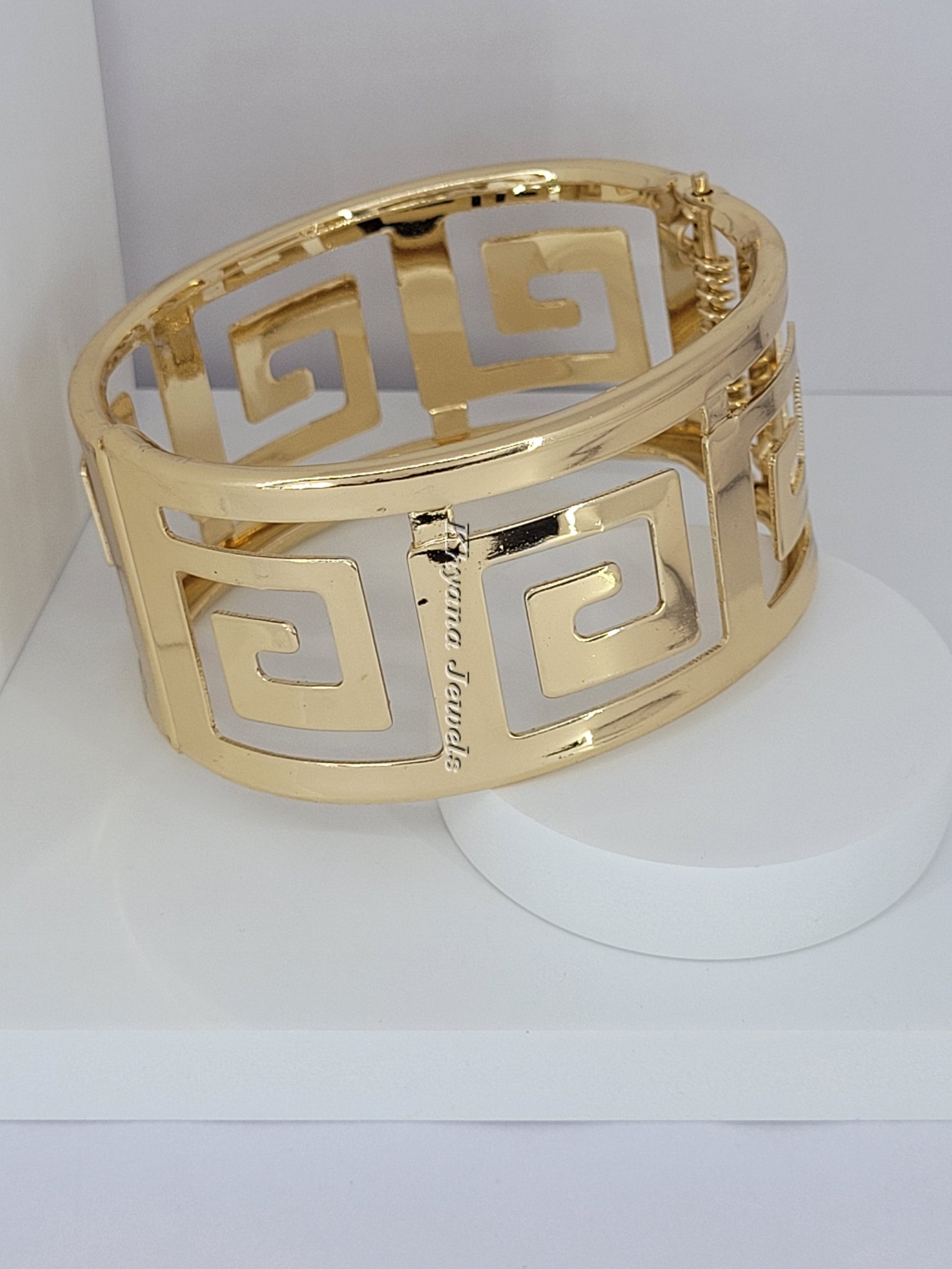 Greek Key Open-Cut Statement Cuff Bracelet