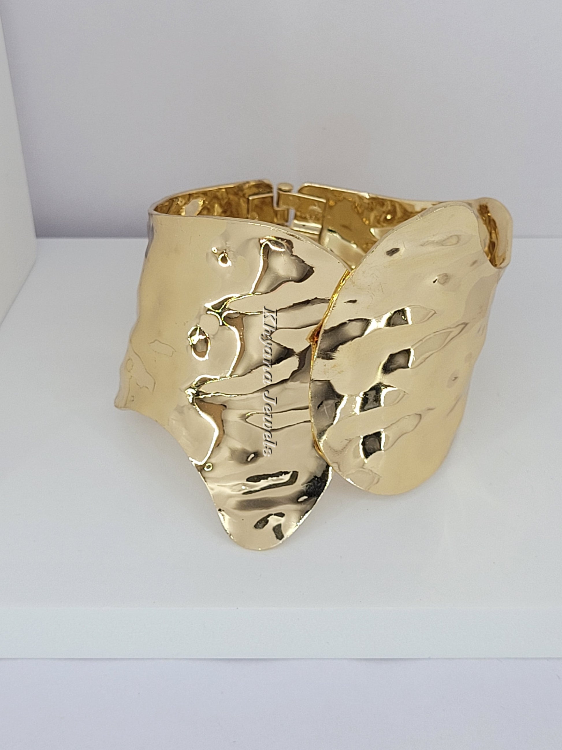 Hammered Wave Statement Cuff Bracelet