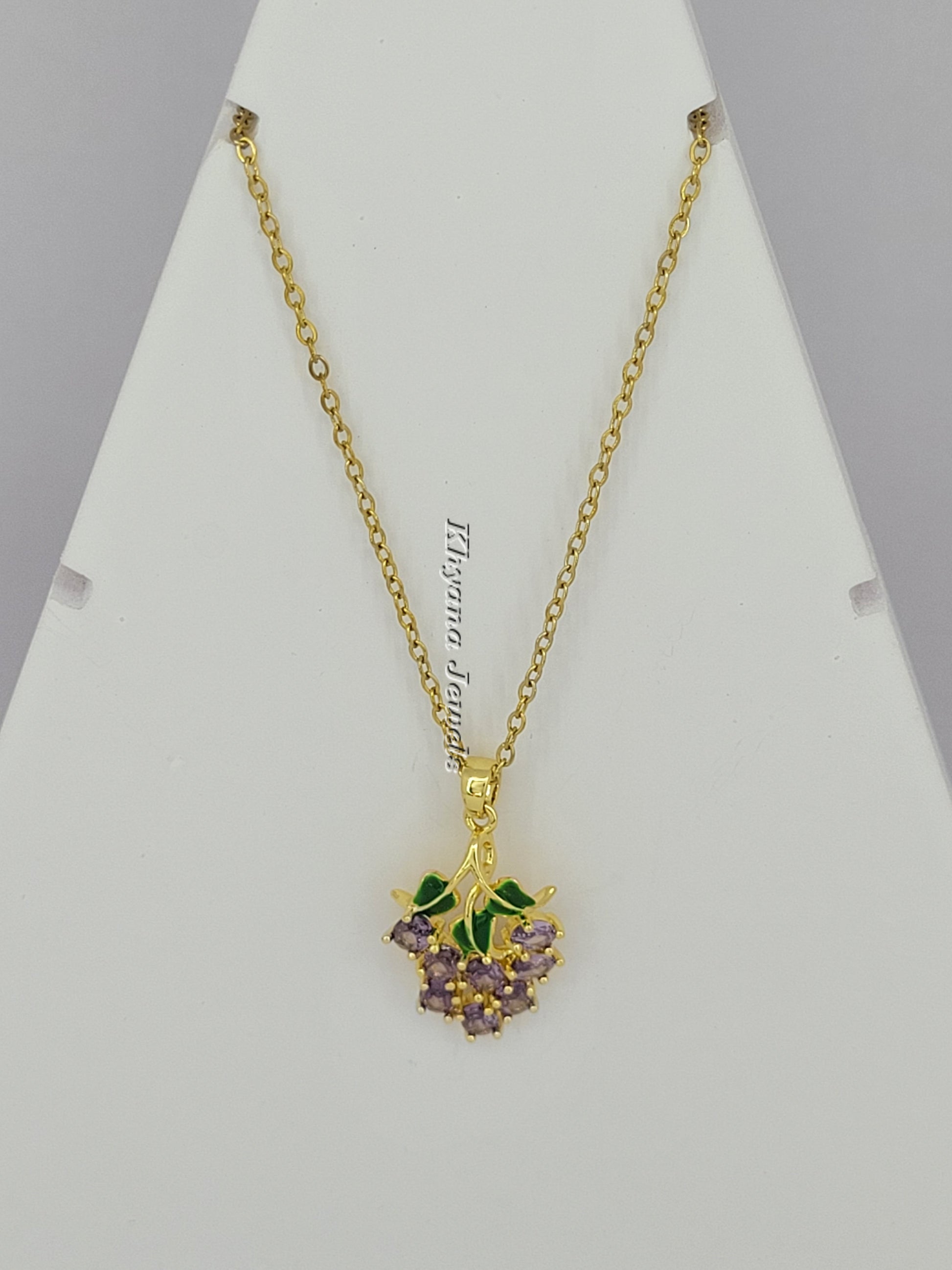 Purple Grape Pendant Necklace