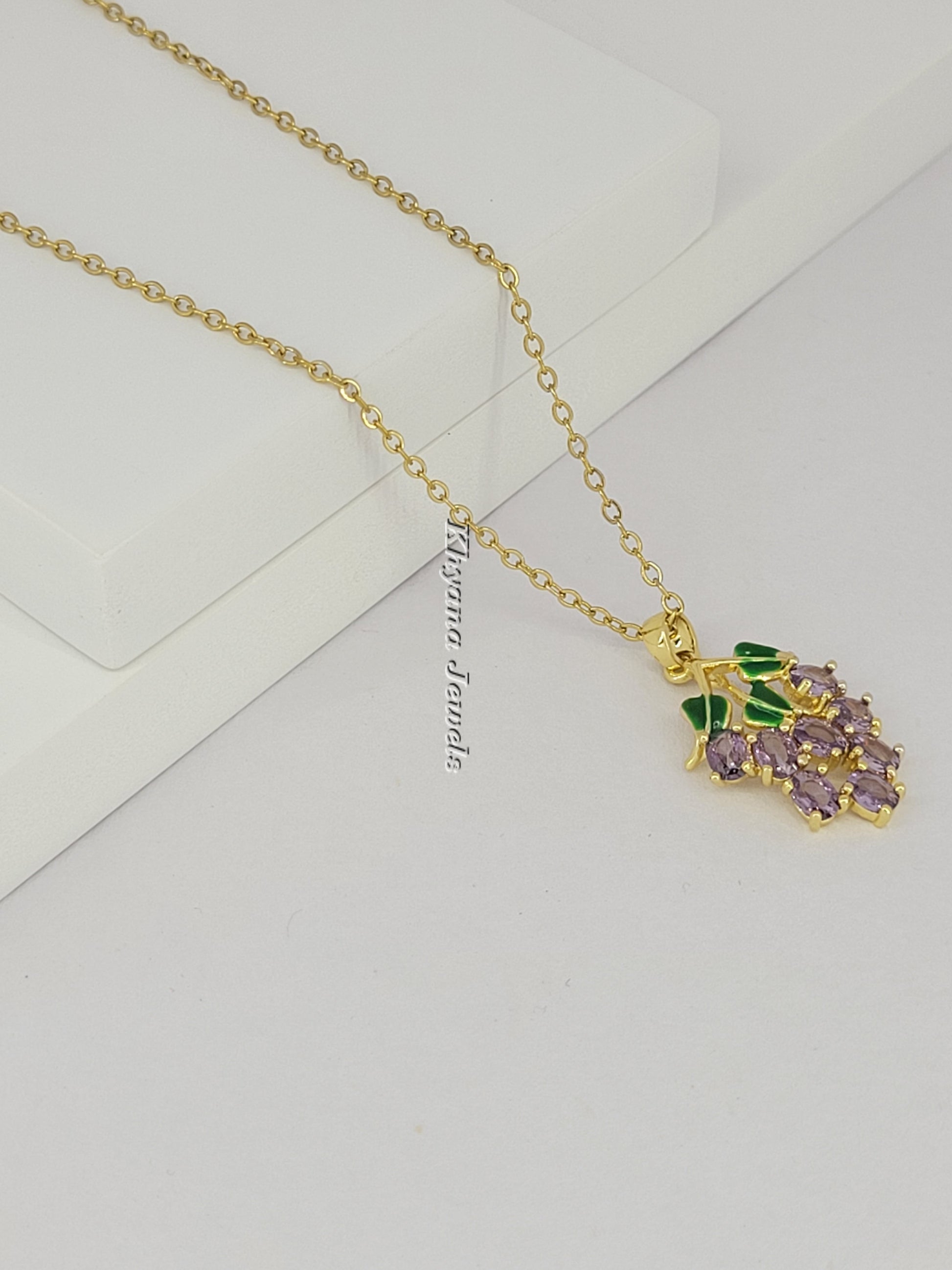 Purple Grape Pendant Necklace