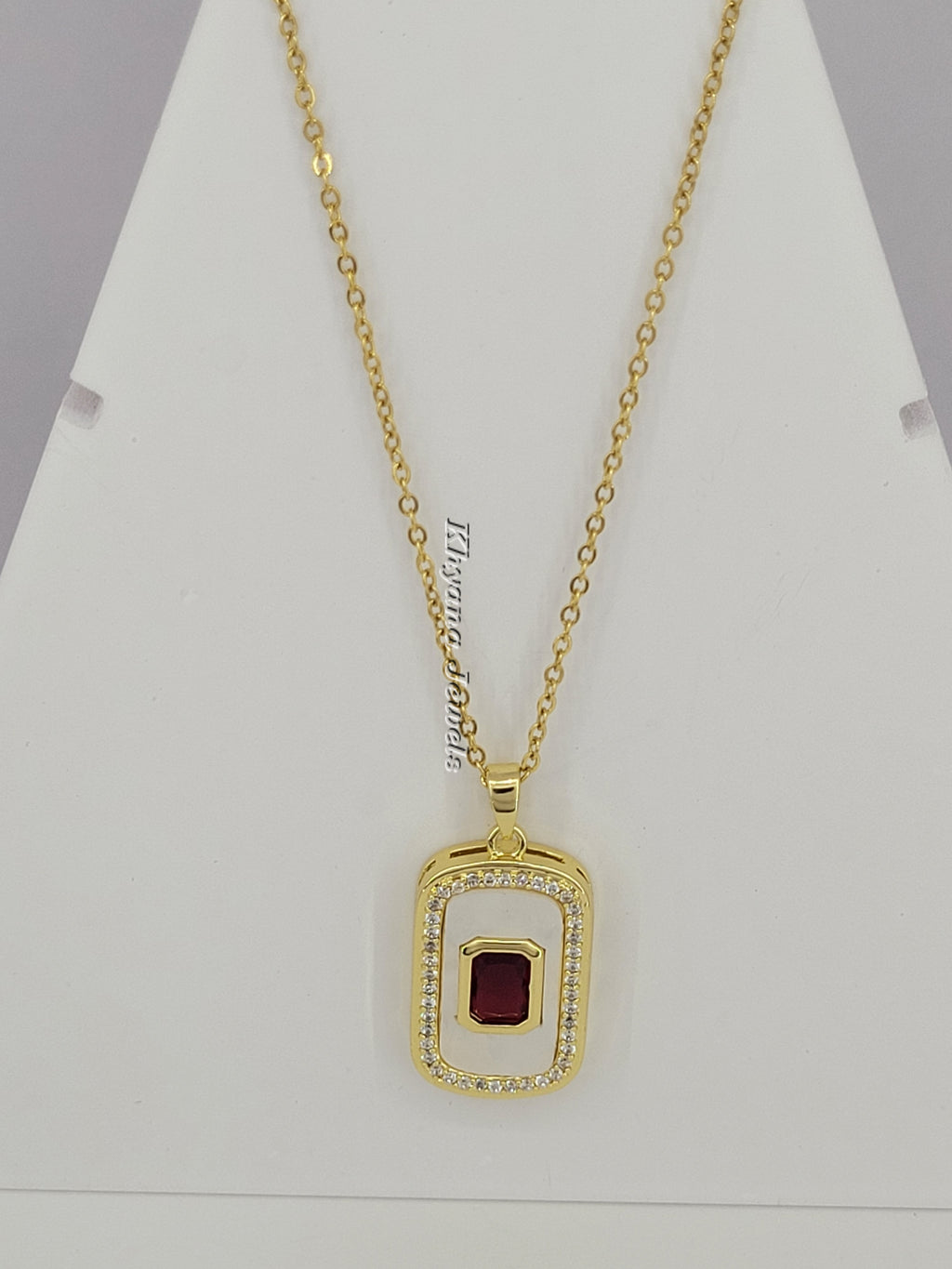 Royal Red Rectangular Pendant Necklace