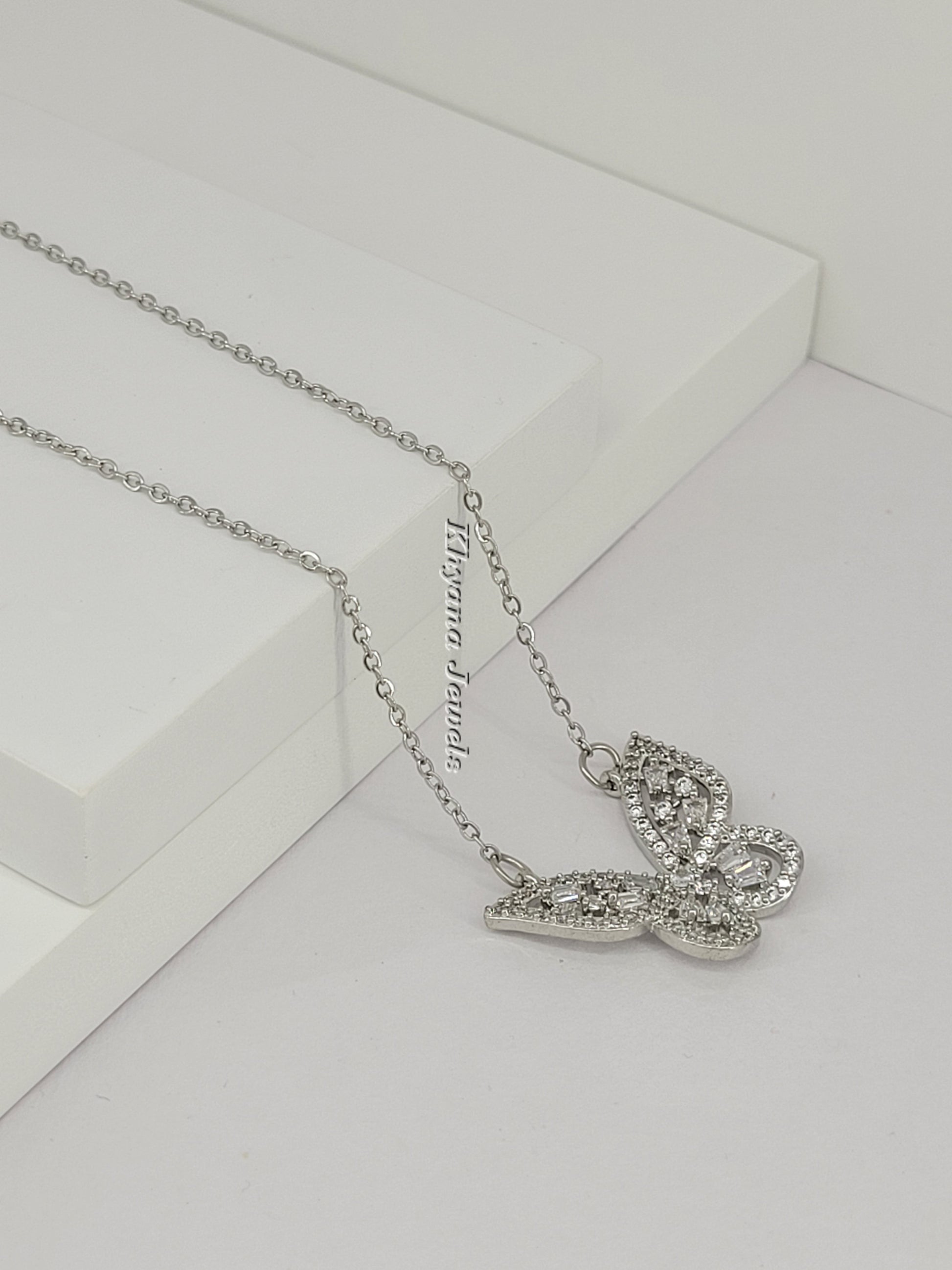 Sparkling Butterfly Pendant Necklace