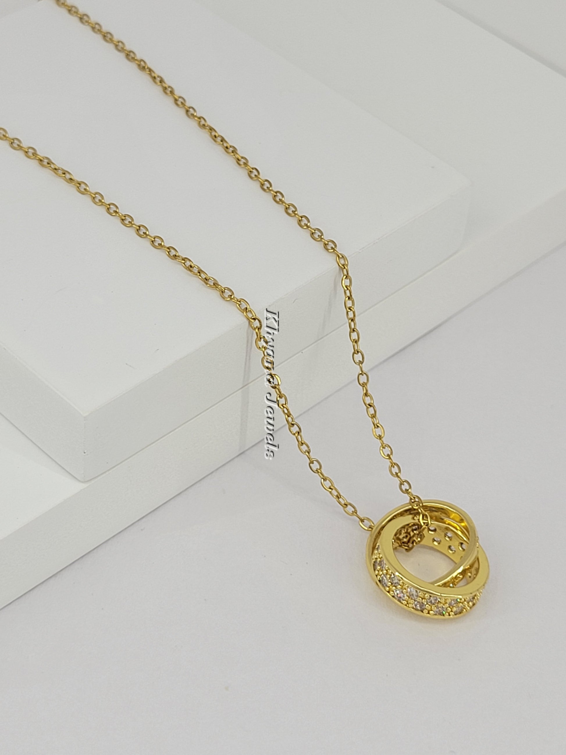 Radiant Twin Loop CZ Pendant Necklace
