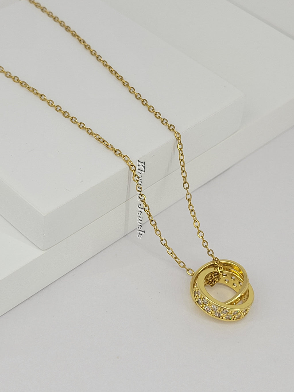 Radiant Twin Loop CZ Pendant Necklace