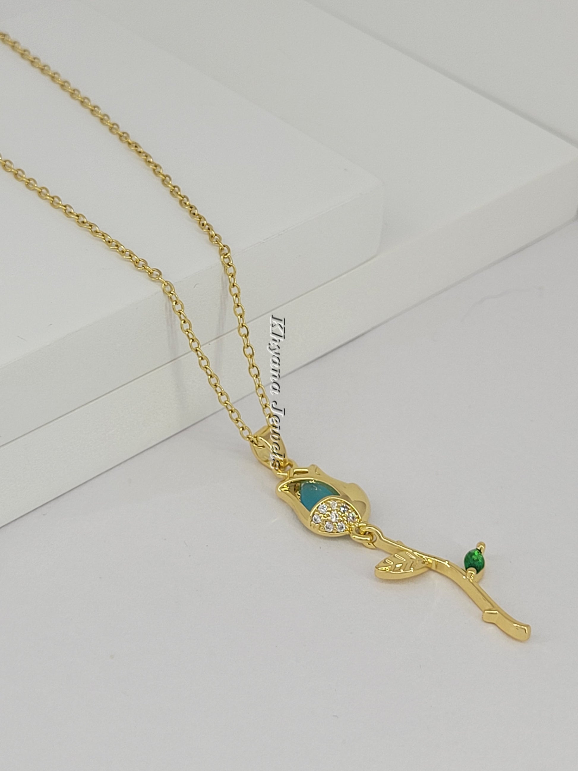 Emerald Rosebud Pendant Necklace