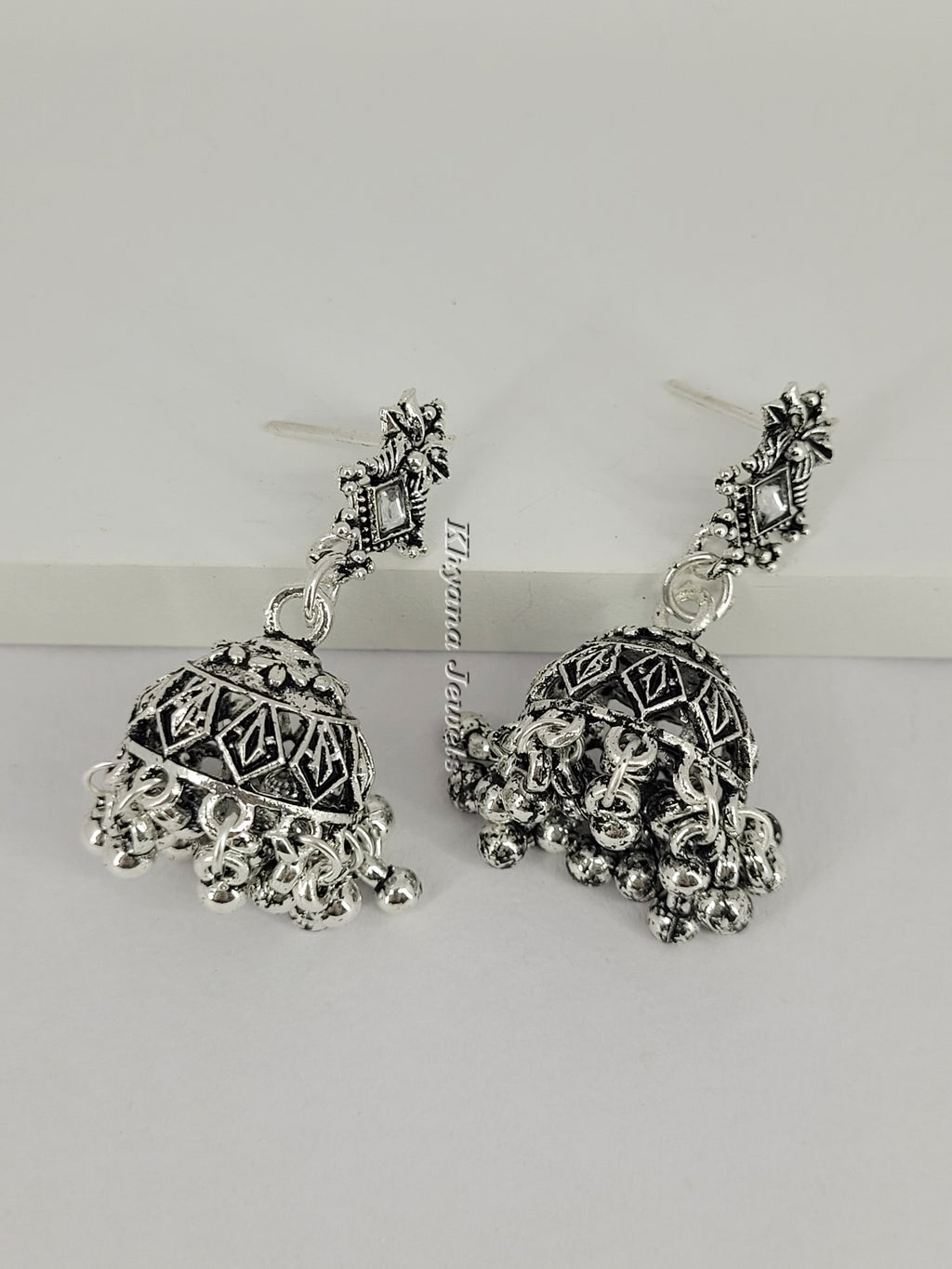 Oxidised Silver Jhumka