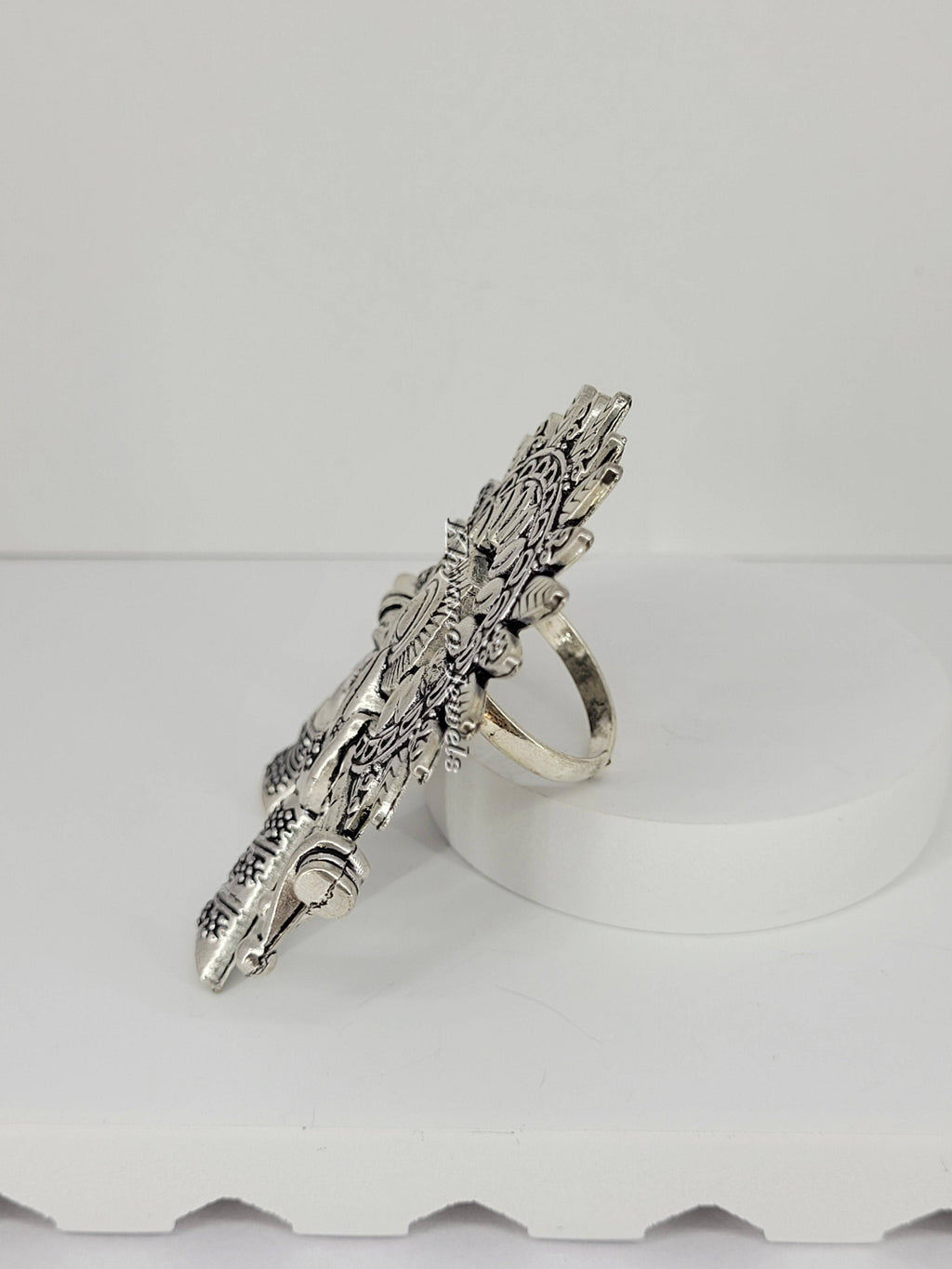 Oxidised Silver Krishna Flute Ring