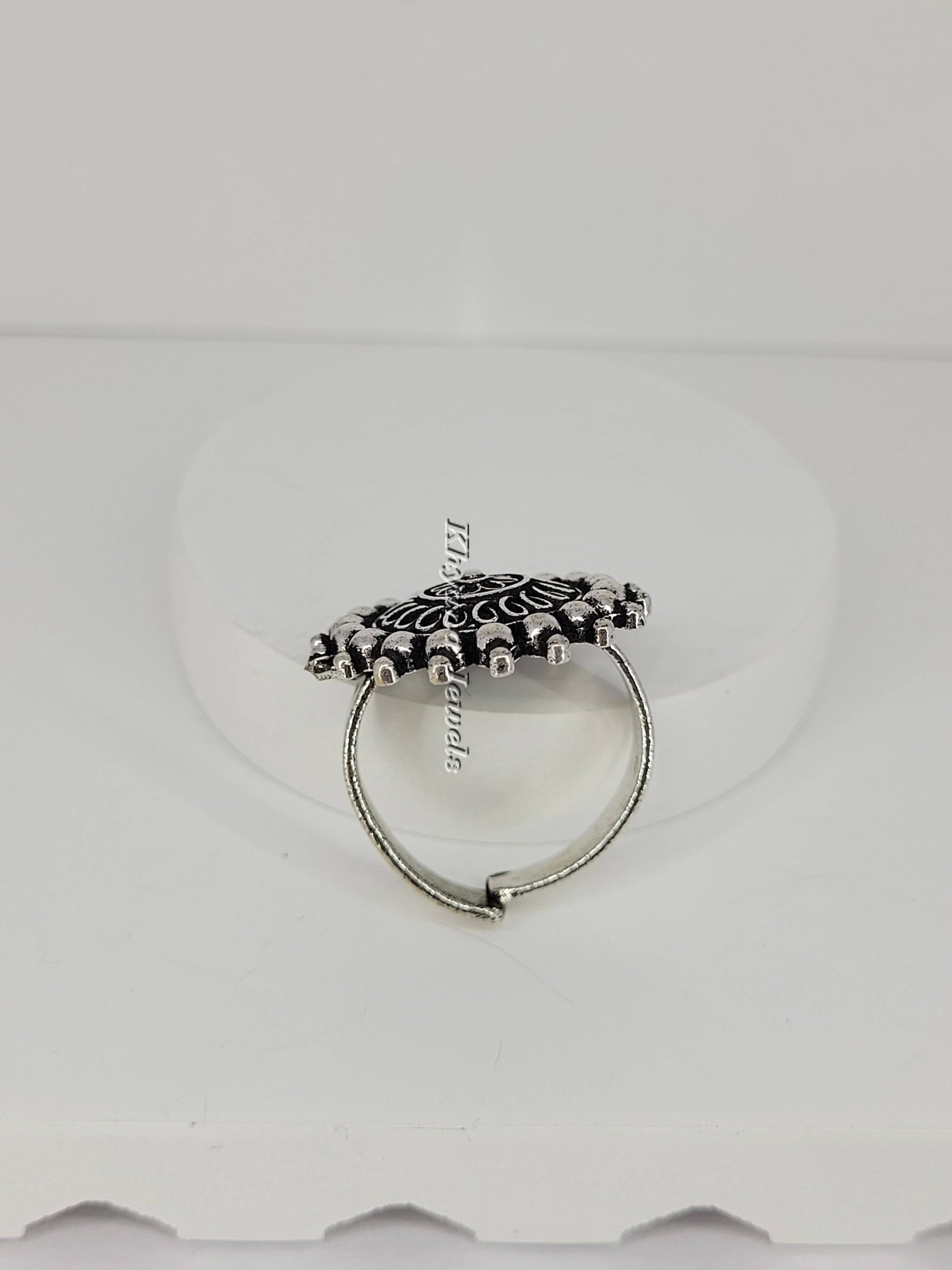 Antique Oxidised Silver Cluster Ring