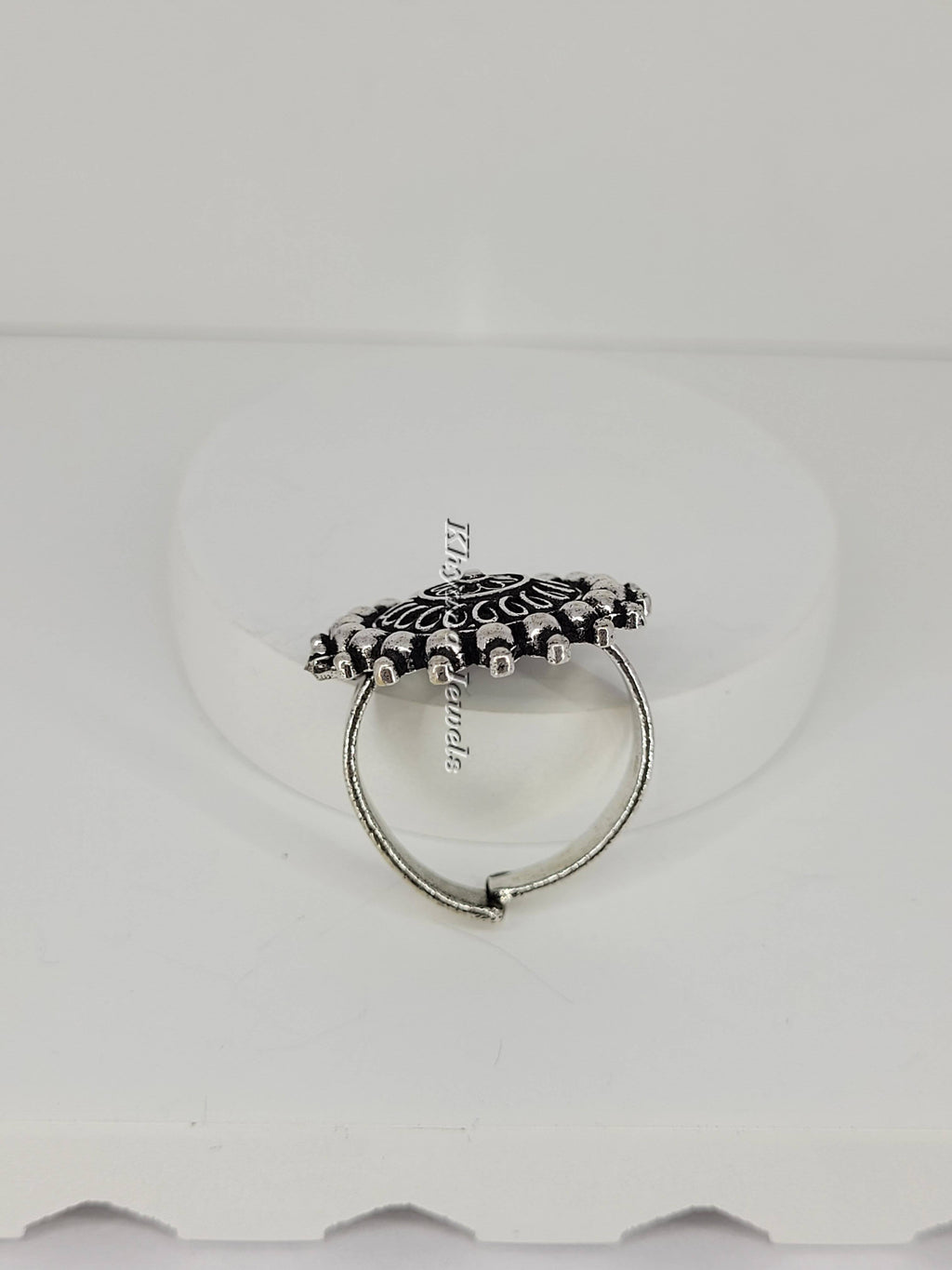 Antique Oxidised Silver Cluster Ring