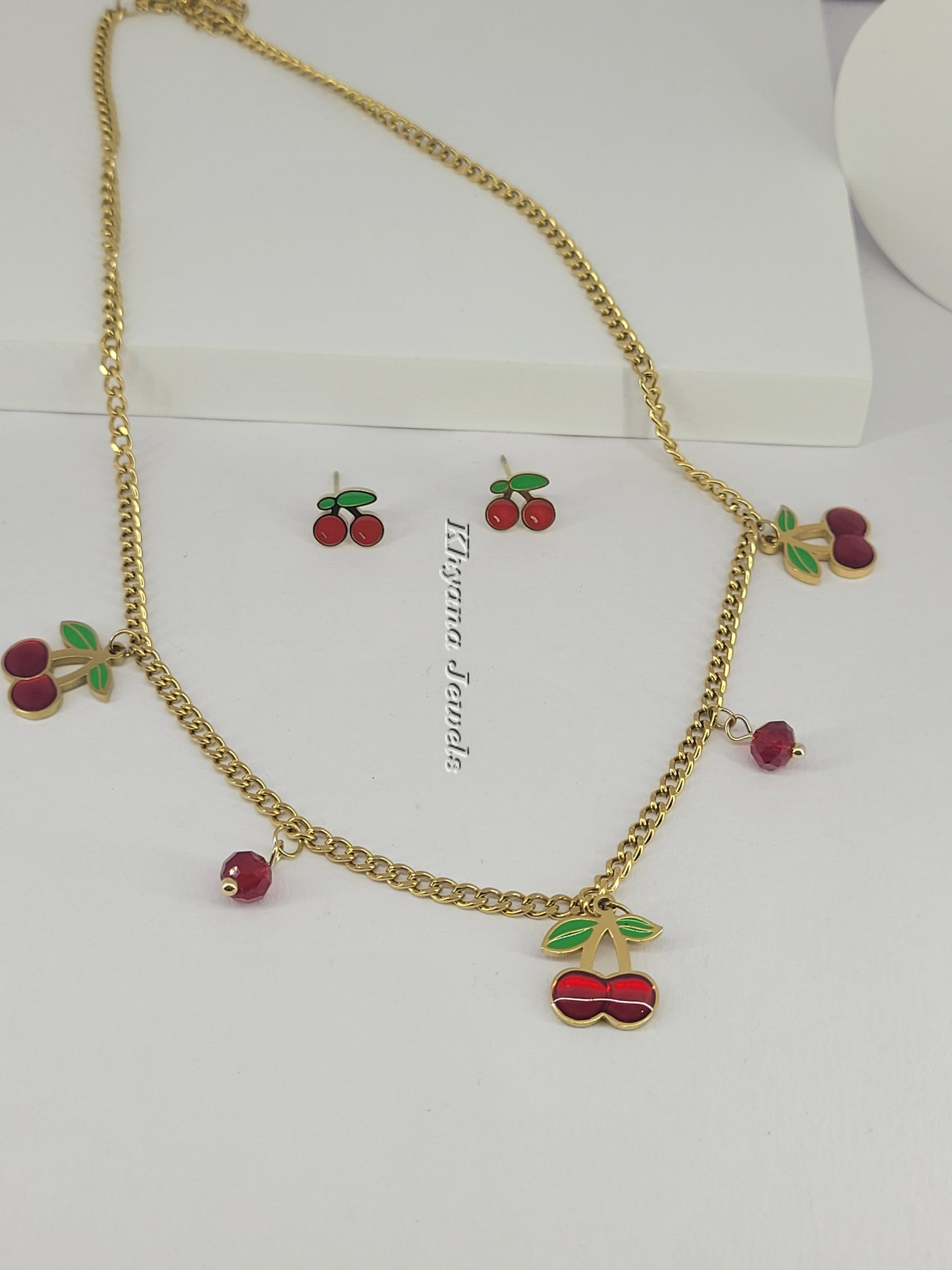 Cherry Necklace & Earring Set