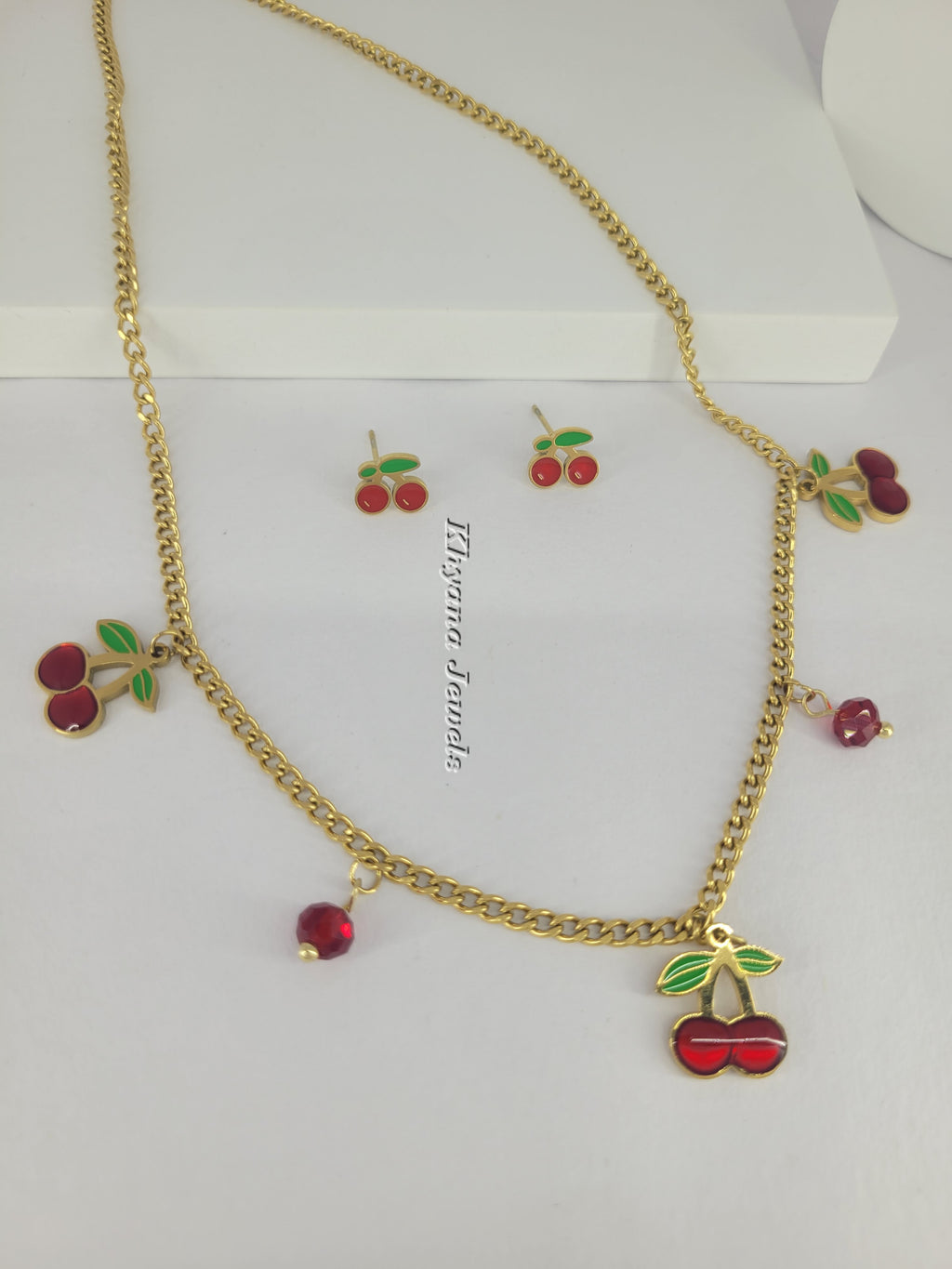 Cherry Necklace & Earring Set