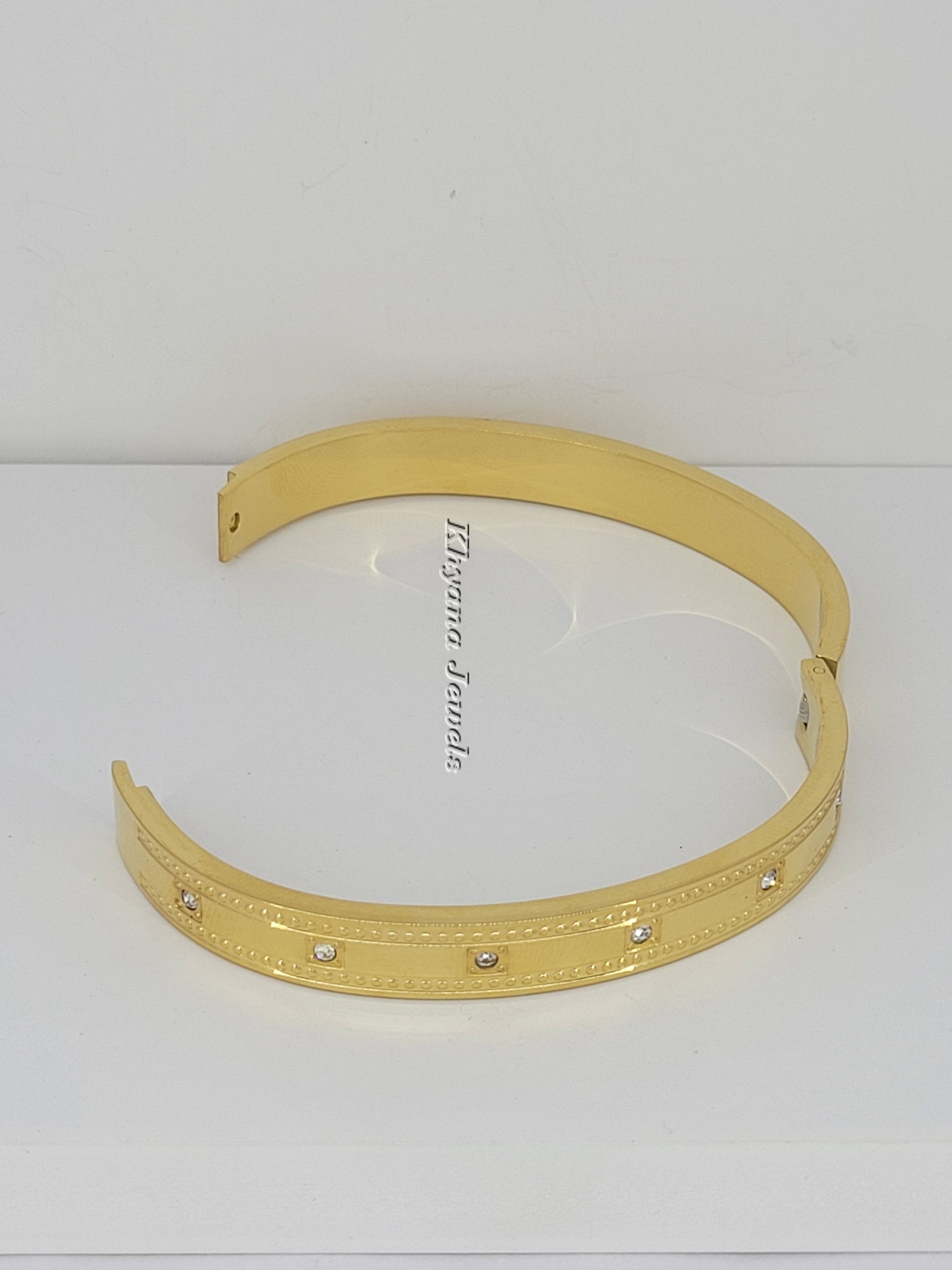 Classic Beaded Edge Stone-Studded Bangle