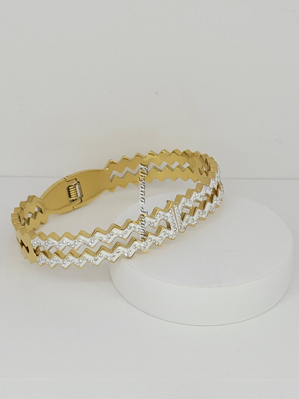Zig-Zag Dual Tone Crystal Bangle