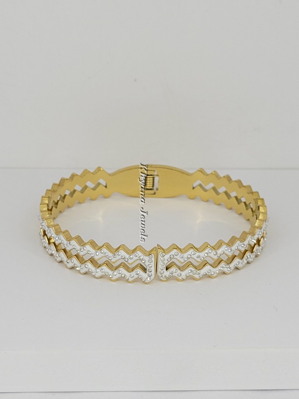 Zig-Zag Dual Tone Crystal Bangle