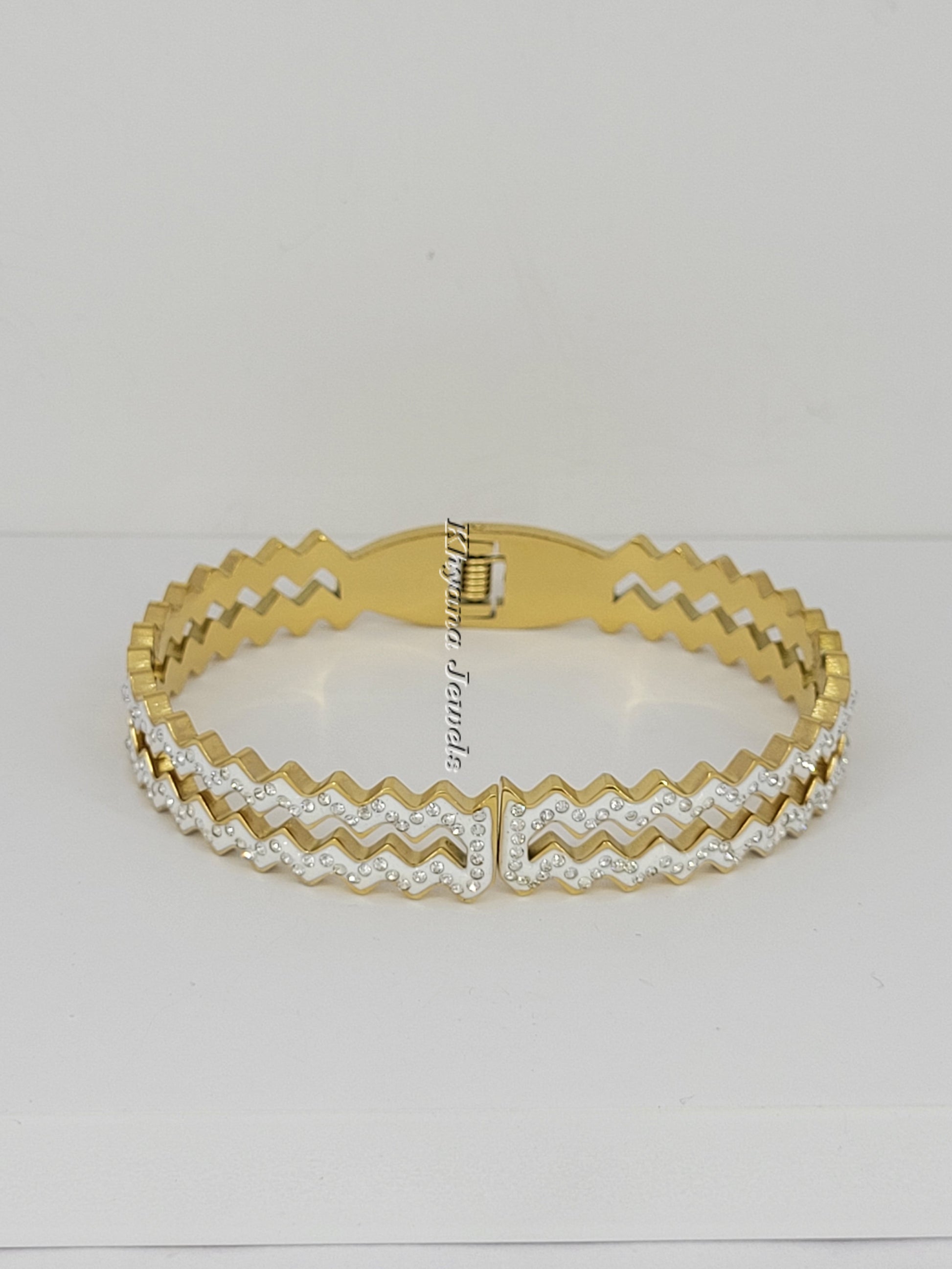 Zig-Zag Dual Tone Crystal Bangle